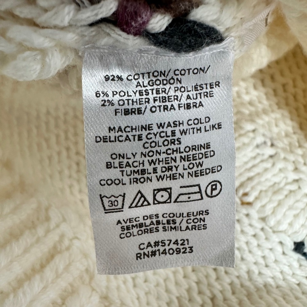 Lou & Grey LOFT Rainbow Stitch Cream Knit Sweater Medium Casual Preppy - Picture 5 of 7